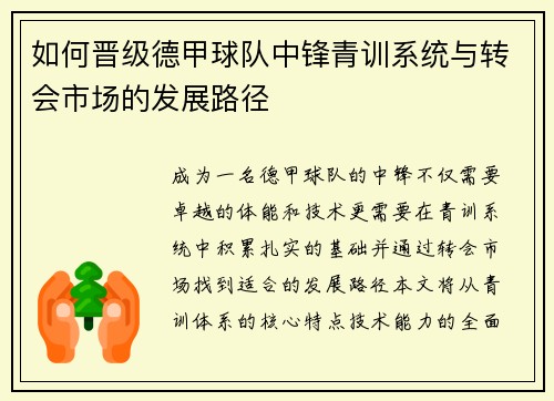 如何晋级德甲球队中锋青训系统与转会市场的发展路径